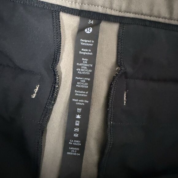 Lululemon Mens ABC Pants 34 x 28 Classic Fit Warpstreme 5 Pocket Trouser Gray - Picture 9 of 12